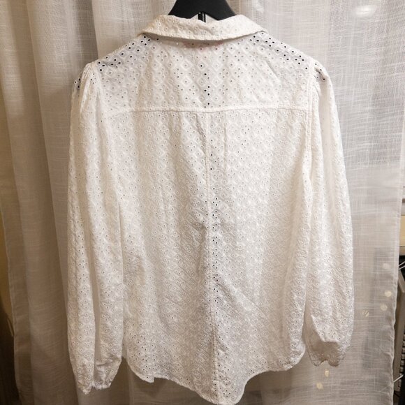 Lilly Pulitzer Eyelet Button Down Blouse XL | Coastal Resort Spring Top - Picture 5 of 12